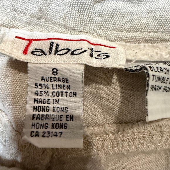 Talbots Cream Linen-Blend Pants - Picture 9 of 9